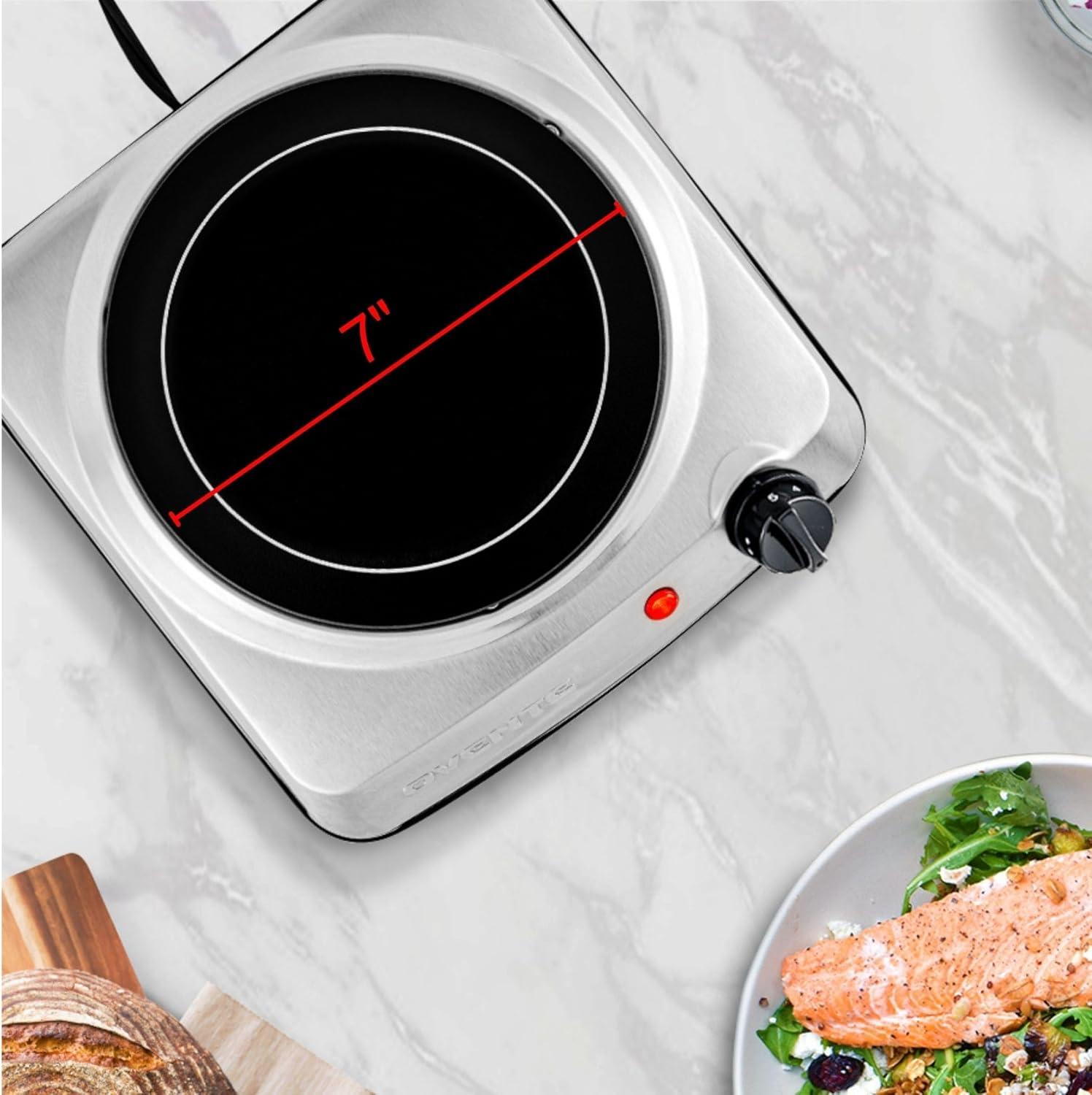 Compact Silver Infrared Single Burner with Ceramic Glass Cooktop