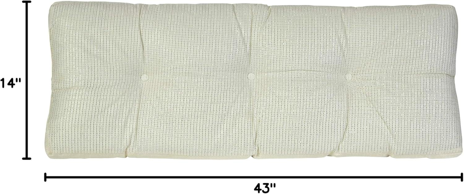Gripper 43"x14"x3" Non Slip Tufted Omega Universal Bench Cushion Ivory: Solid Rectangle Indoor Seat Cushion, Polyester