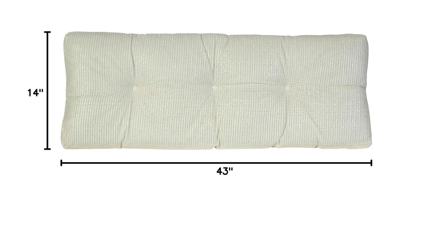 Gripper 43"x14"x3" Non Slip Tufted Omega Universal Bench Cushion Ivory: Solid Rectangle Indoor Seat Cushion, Polyester