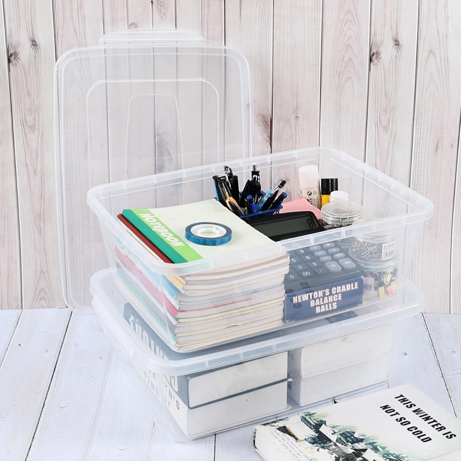 Zopnny 2-Pack Plastic Containers Box with Latching Lid, Stackable Nestable Storage Bins, Clear Pizza Dough Proofing Box, 16 Quart