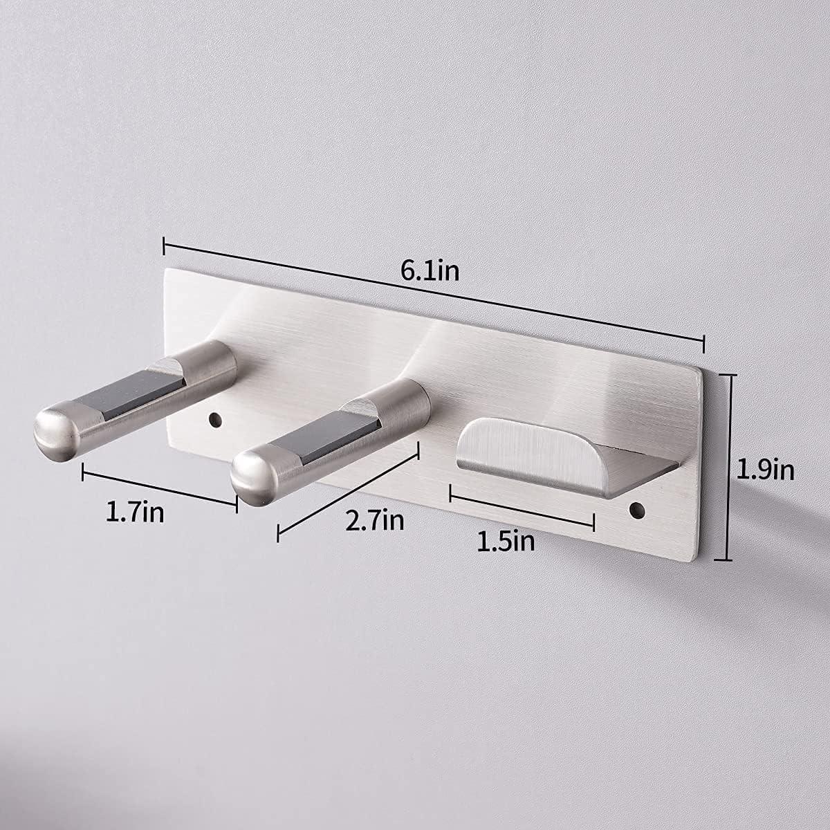 Hair Dryer Holder Wall Mount Compatible with Hair Dryer, 304 Stainless Steel Hair Dryer Blow Diffuser Holder Organizer Adhesive for The Bathroom, Silver