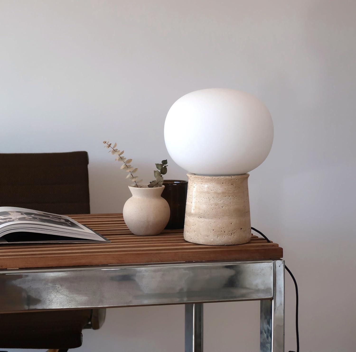 Brightech Neptune 12" LED Table Lamp With Natural Travertine Stone Base | Wayfair