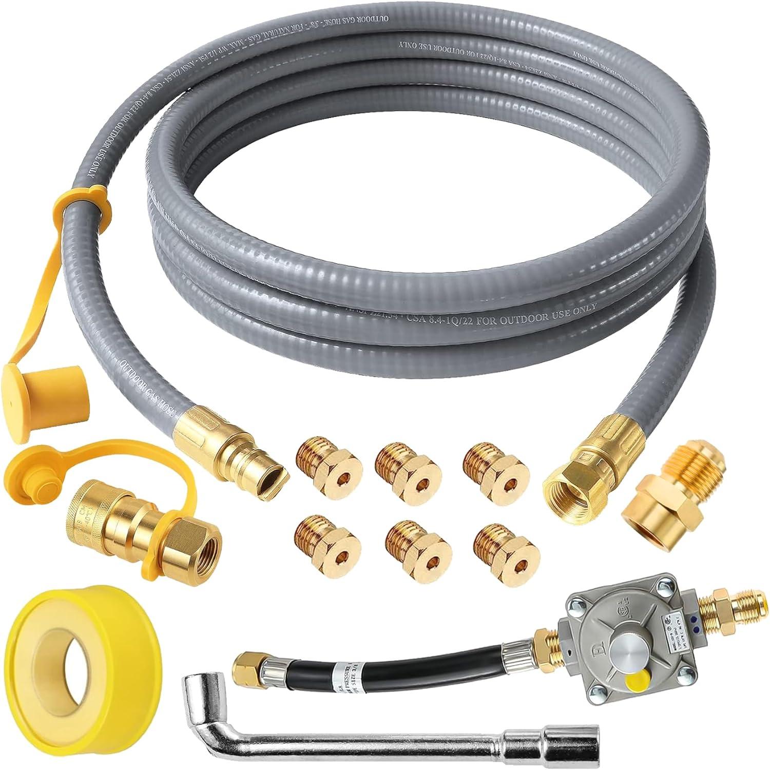 Propane to Natural Gas Conversion Kit Fit for Weber Genesis II 330/335 with NG Regulator, Orifice Kit, and 10' Grill Hose - Convert Your Grill from LP to Natural Gas with an Easy Install!