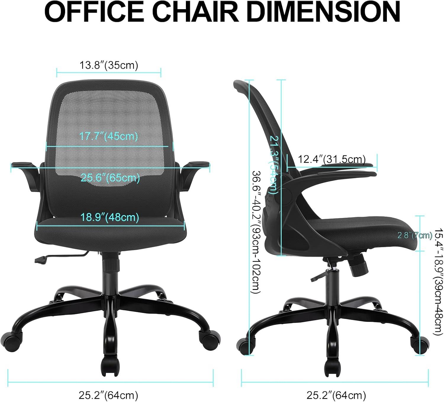 Black Mesh Ergonomic Swivel Task Chair with Adjustable Arms