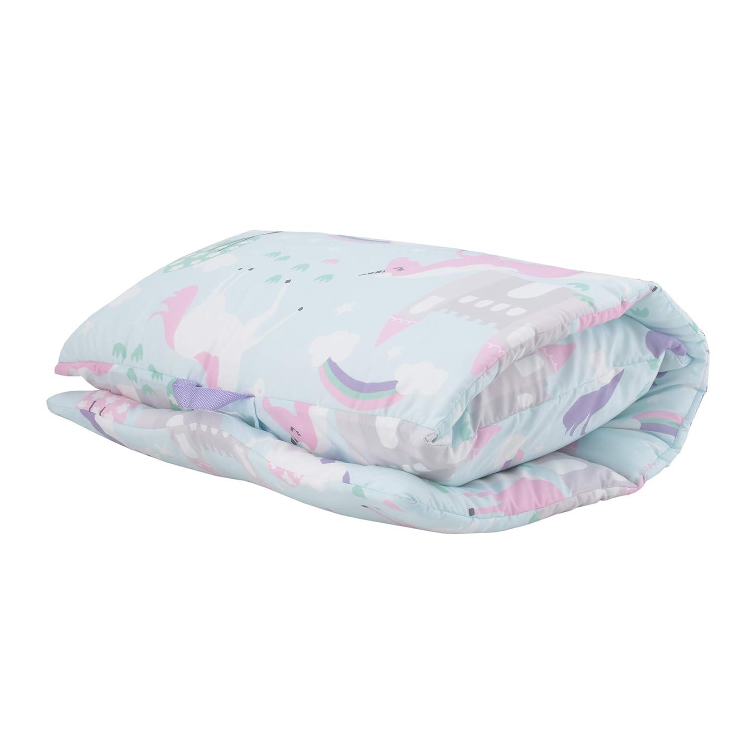 Everything Kids' Unicorn Deluxe Easy Fold Nap Mat: NoJo, Light Blue, Toddler & Preschool Sleep Mat, Machine Washable