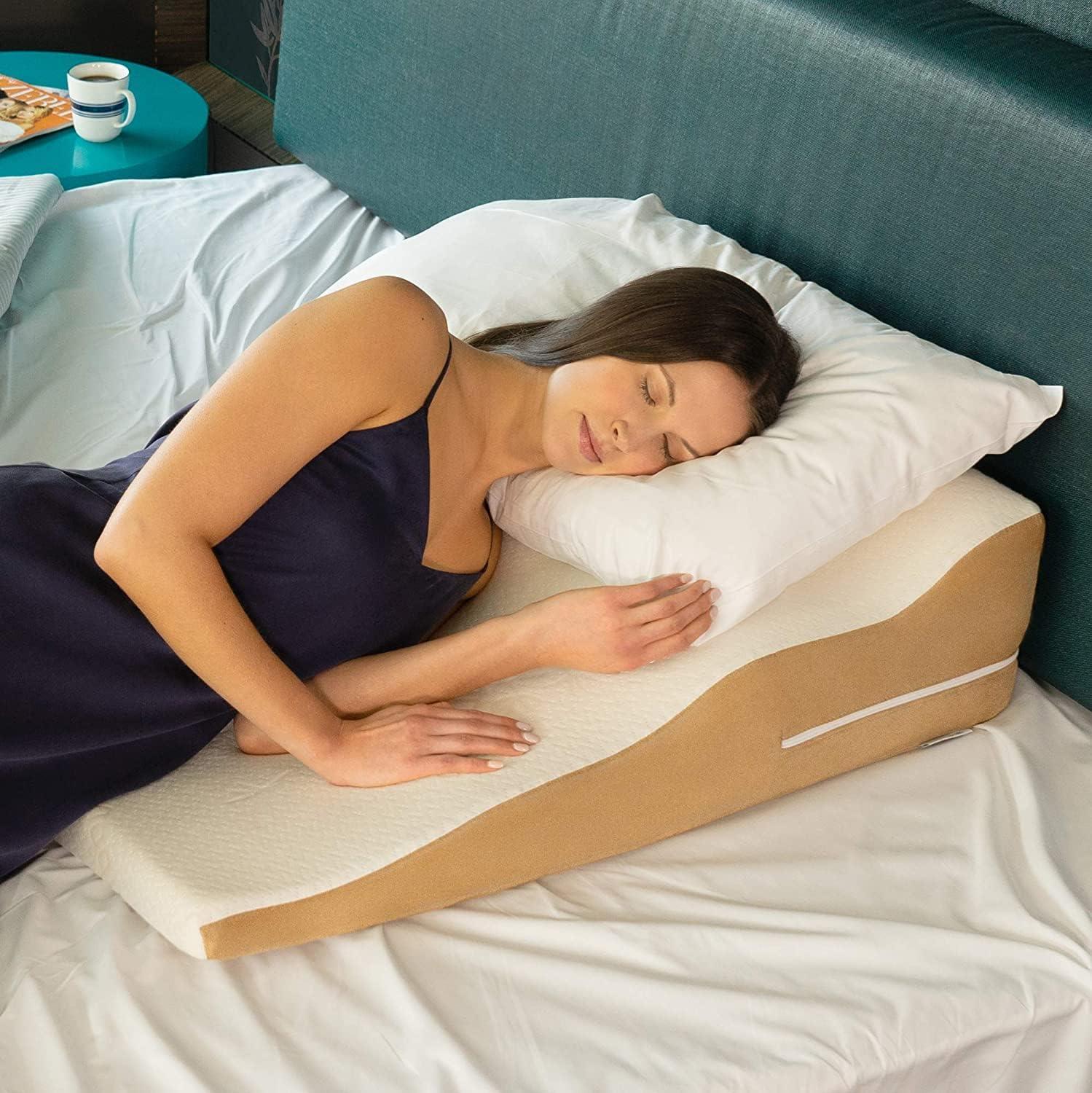 Avana Contoured Bed Wedge Support Pillow with Gel-Infused Memory Foam and Cooling Tencel Cover