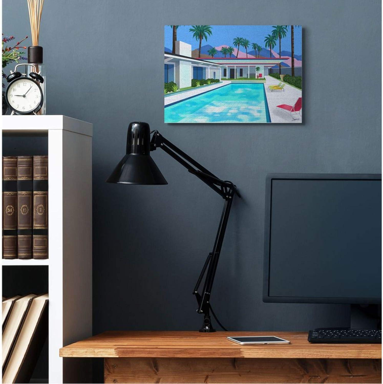 Stupell Industries " Modern Architecture House Pool Tropical Palm Trees " by Ziwei Li