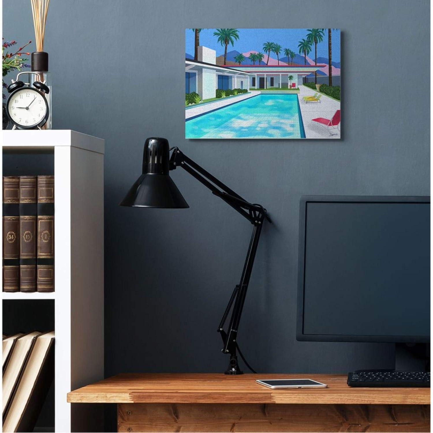 Stupell Industries " Modern Architecture House Pool Tropical Palm Trees " by Ziwei Li