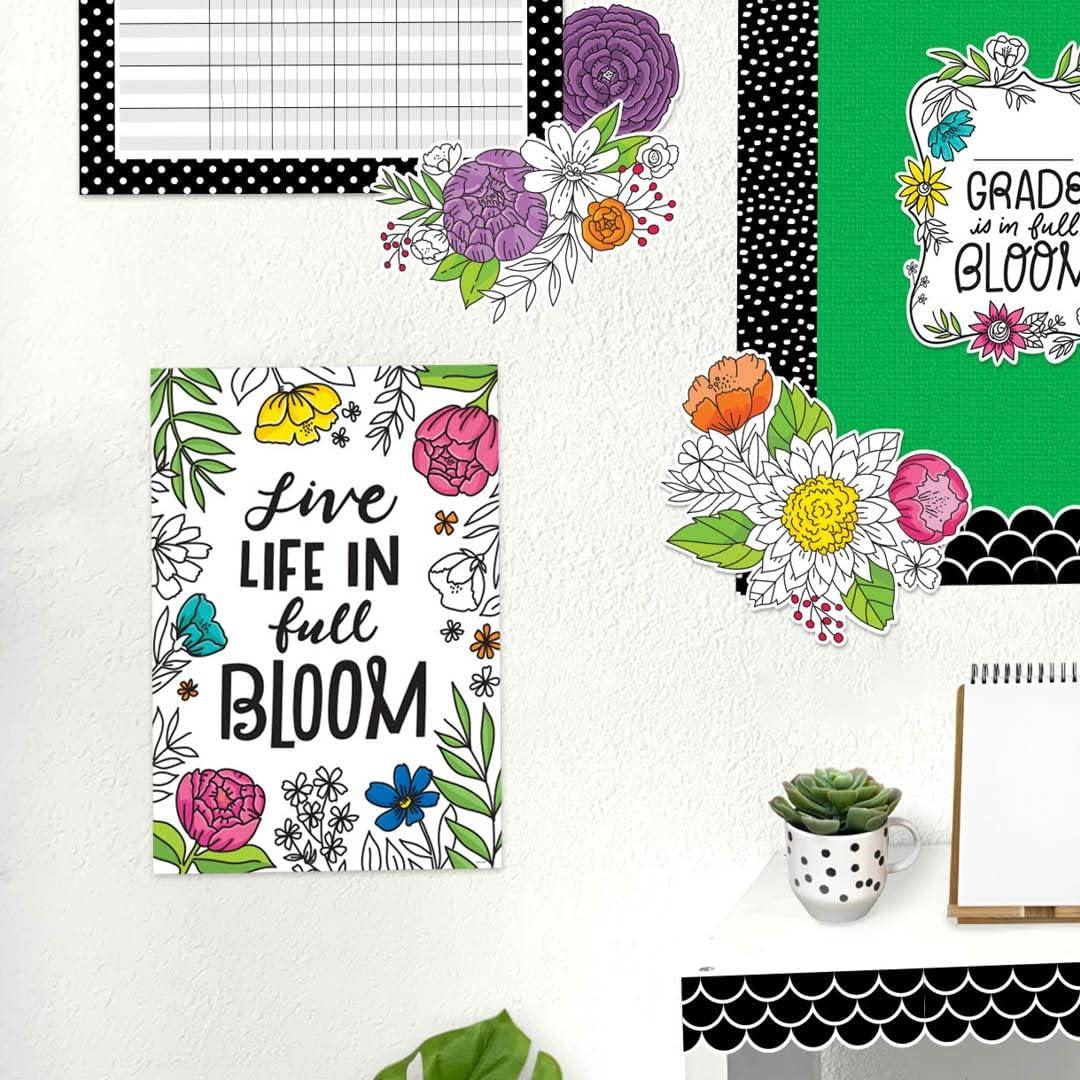 Bright Blooms Inspirational Quote 4-Poster Set in Vivid Colors