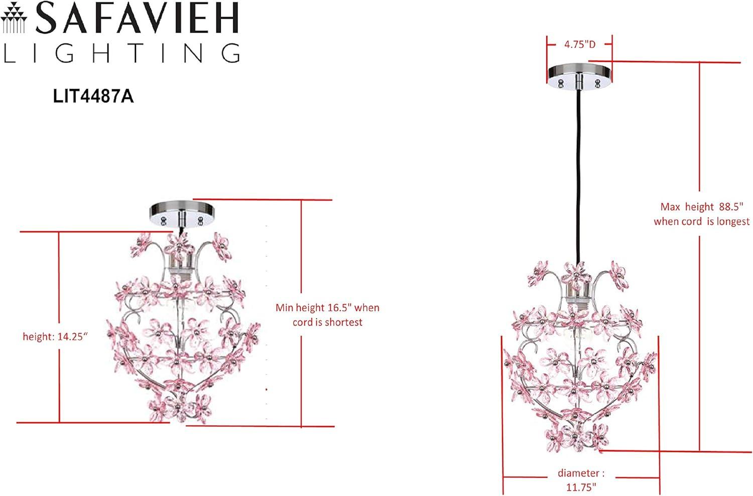 Raz Floral Pendant Lamp - LIT4487 - Chrome - Safavieh