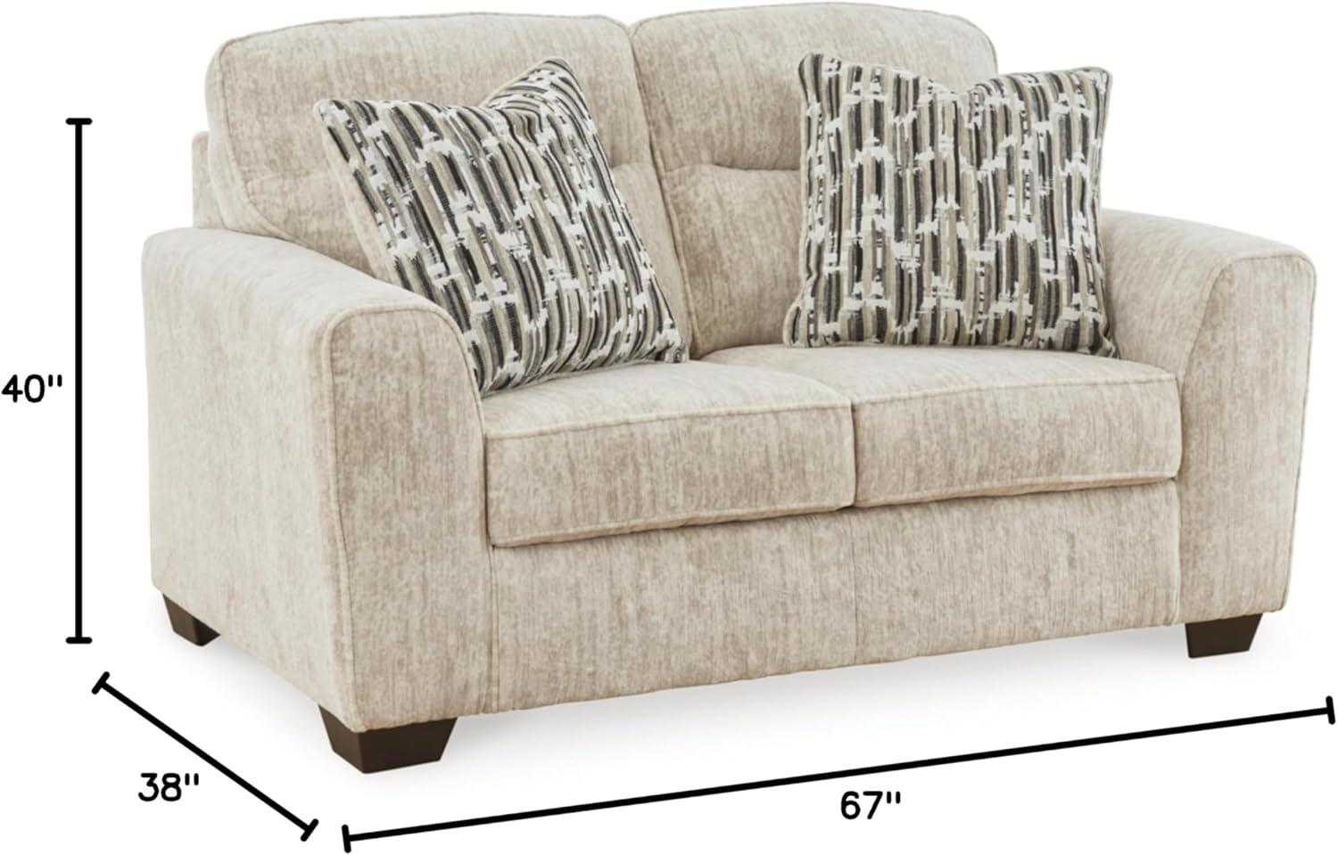 Beige Fabric Loveseat with Track Arms and Removable Cushions