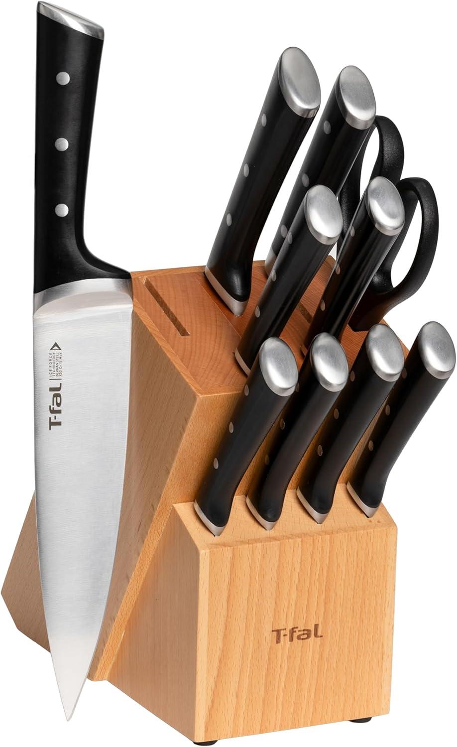 Ice Force 11-Piece Stainless Steel Knife Block Set with Black Handles