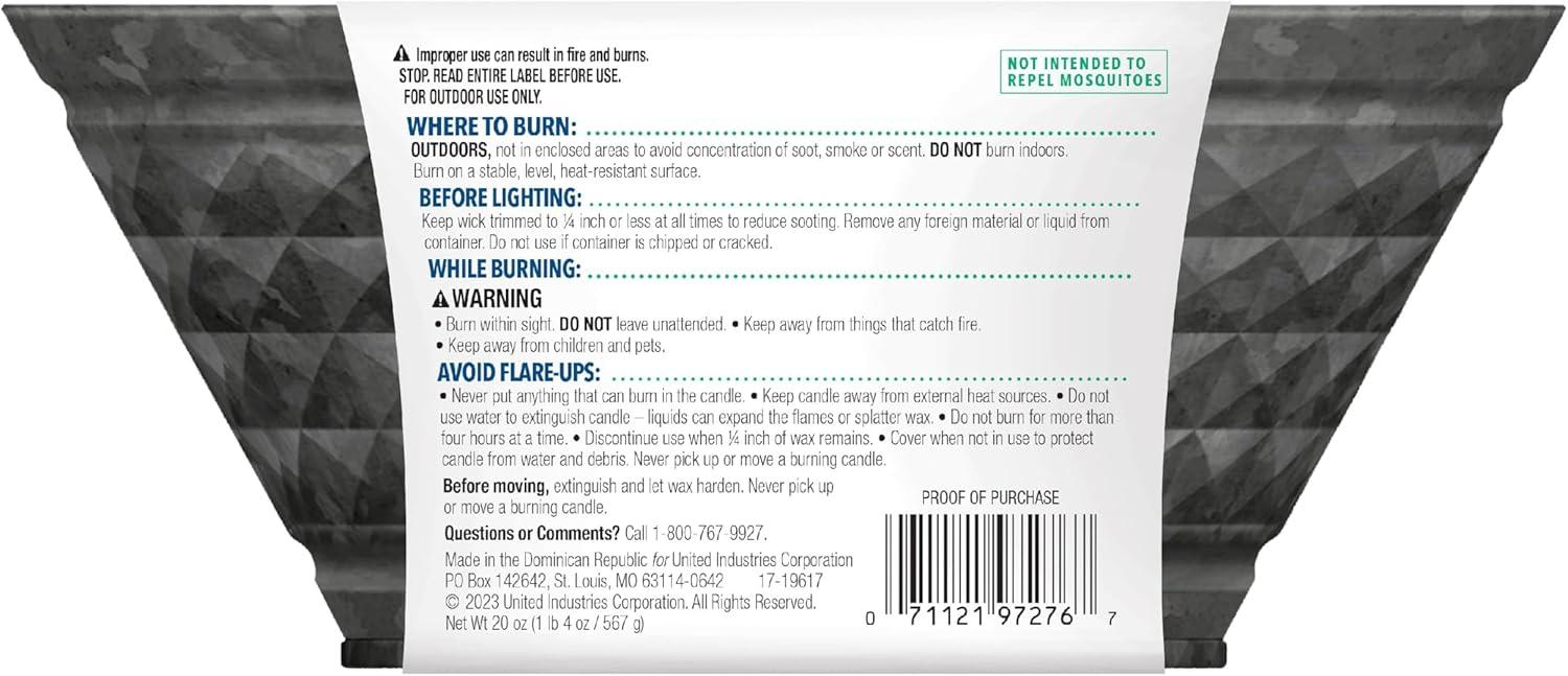 Cutter 7301690 20 oz Citro Guard Citronella Candle for Mosquitoes & Other Flying Insects