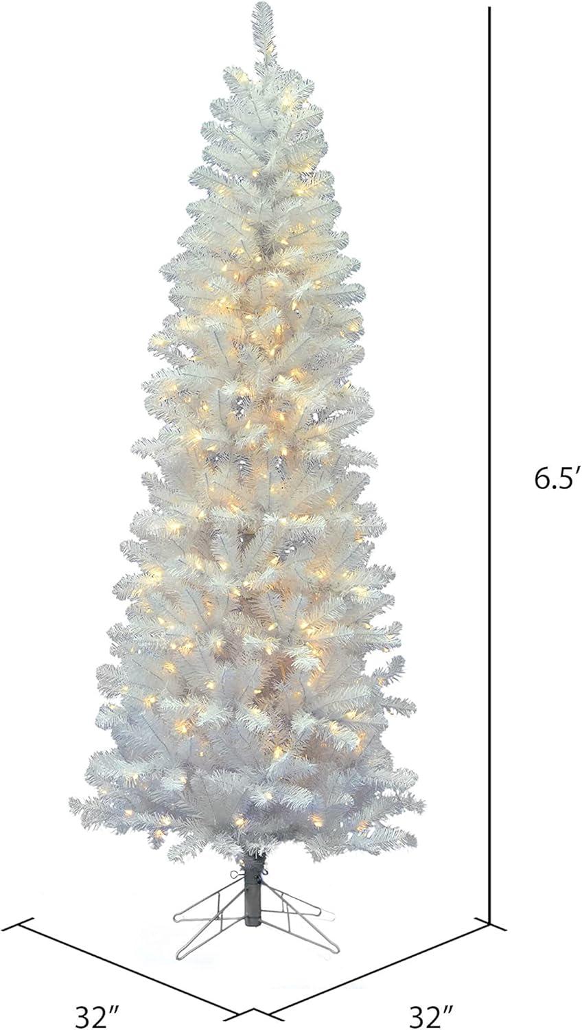 6.5-Foot White Prelit Pine Christmas Tree with LED Lights