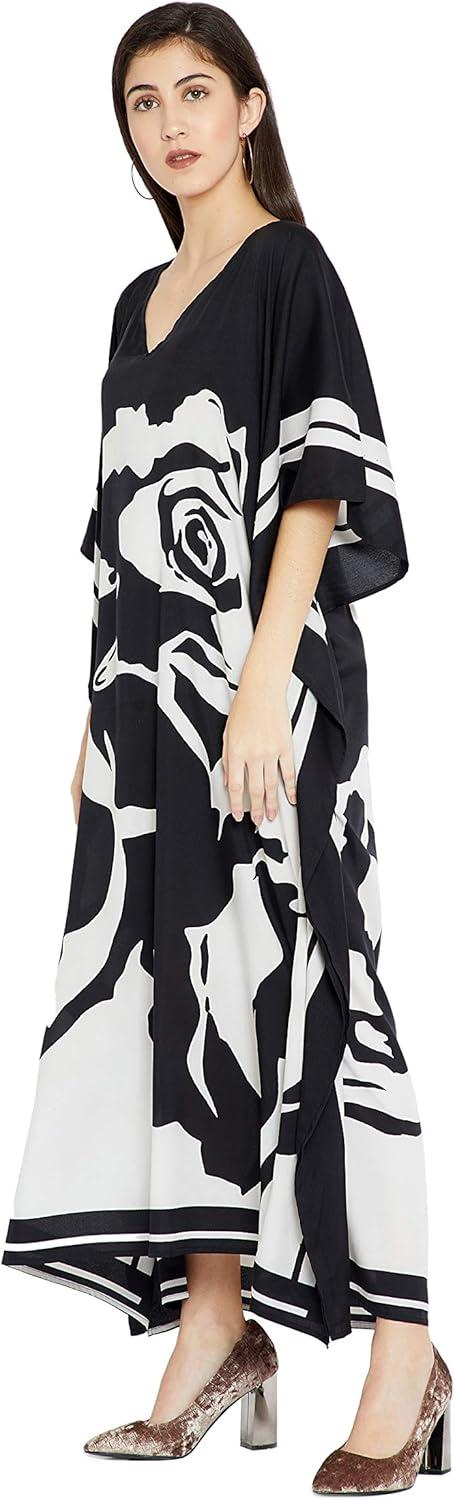 Caftan for Women Plus Size Black And White Kaftan Beach Swimsuit Cover Up Maxi House Dresses