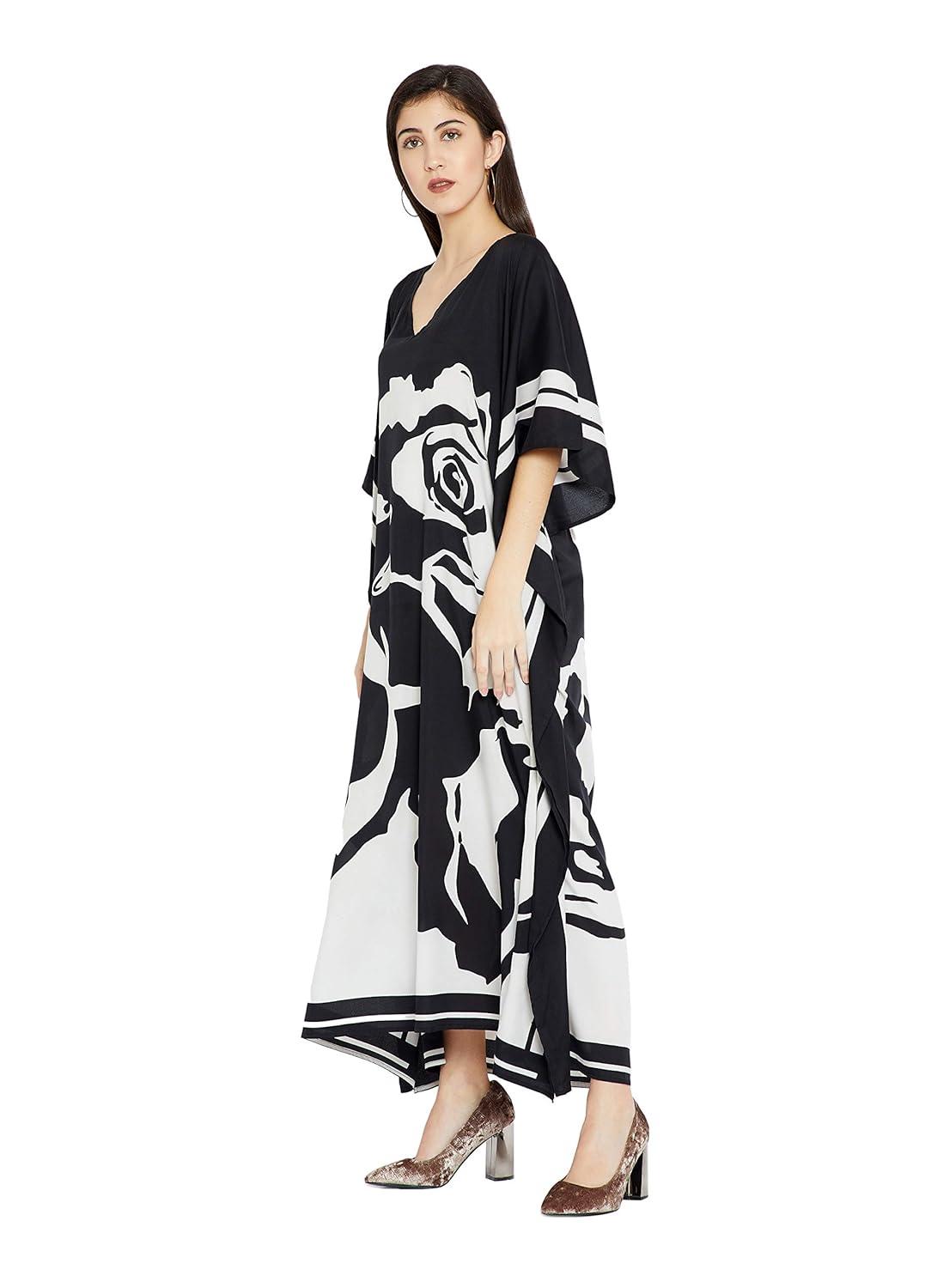 Caftan for Women Plus Size Black And White Kaftan Beach Swimsuit Cover Up Maxi House Dresses