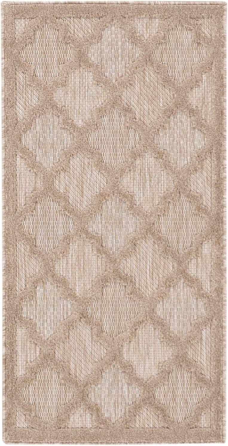 Natural Beige Trellis Flat Woven Synthetic Area Rug 2' x 4'