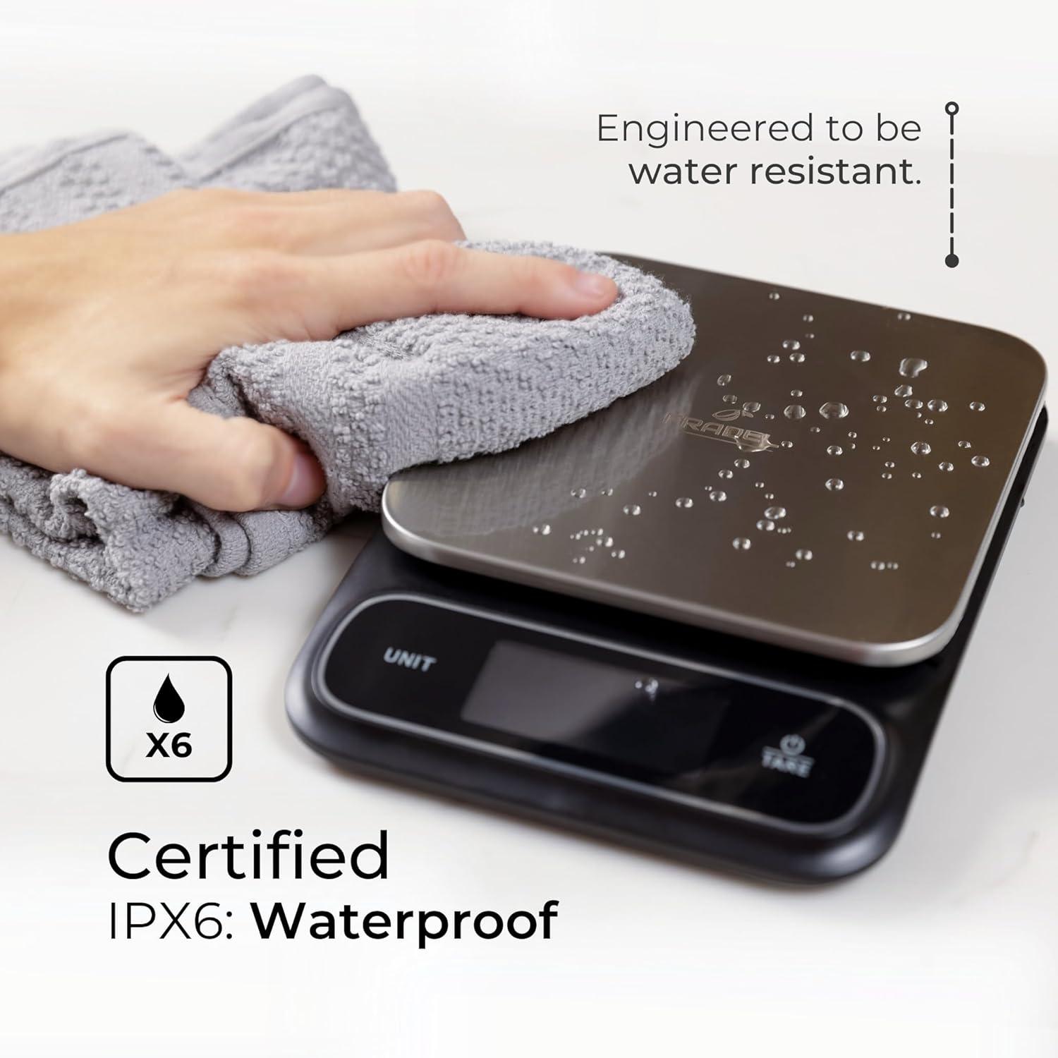 Fradel 0.1g Digital Kitchen Food Scale in Grams & Ounces - 11lb, for Cooking, Baking, Weight Loss - Square