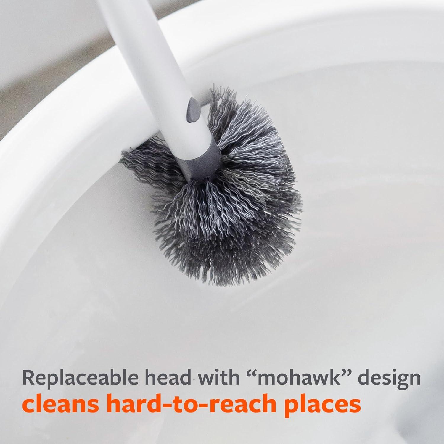 Full Circle Scrub Queen Toilet Brush with Replaceable Head - Ceramic Base with Dry Earth Absorbent Disk