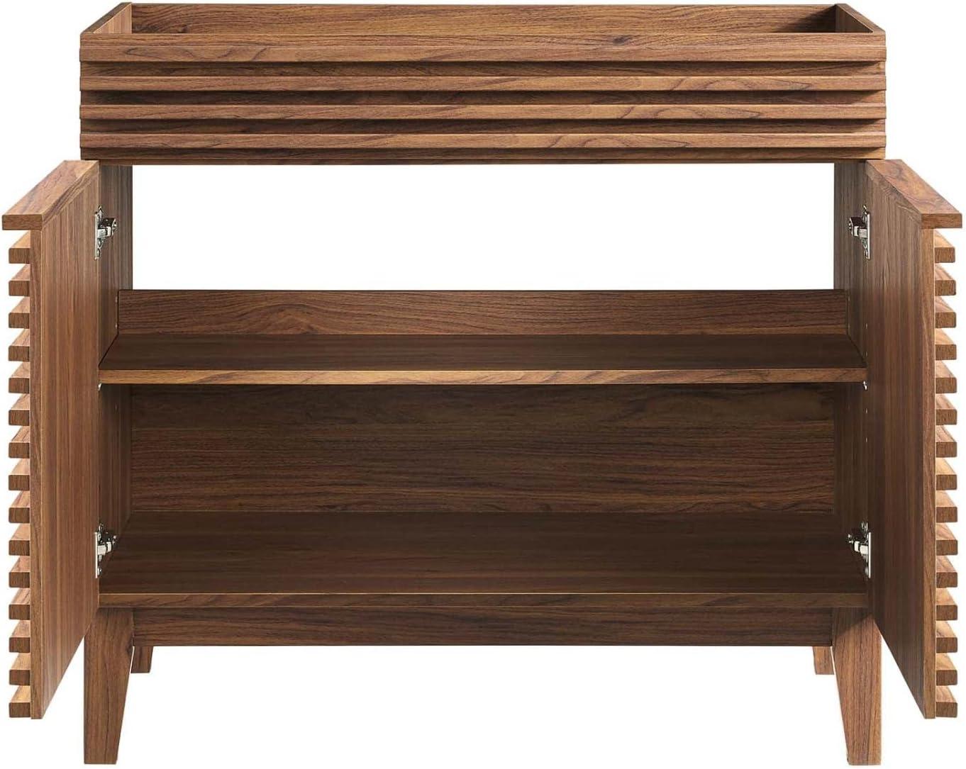 Modway Render 35" MDF and Particleboard Bathroom Vanity Cabinet in Walnut