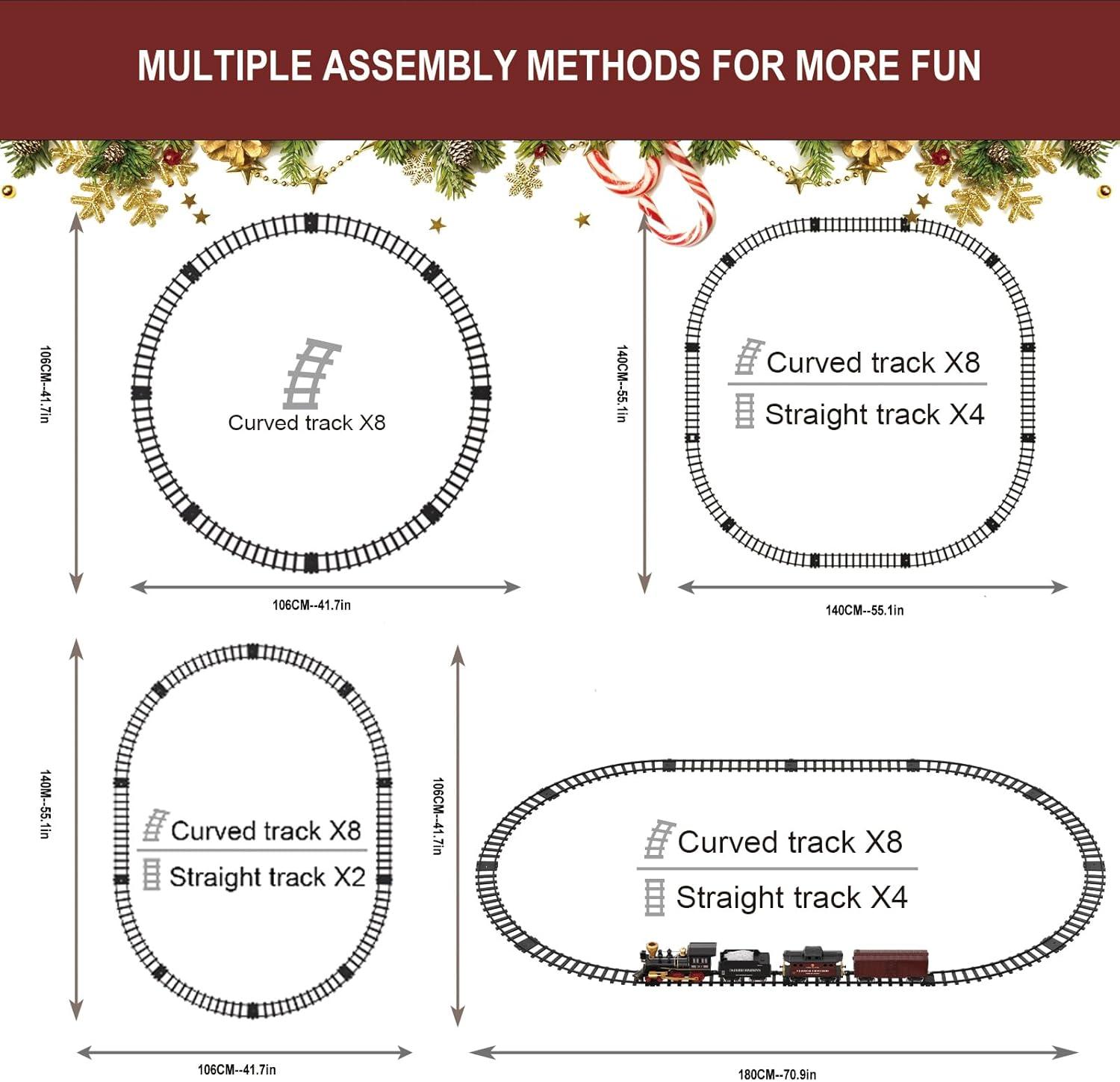 Train Set for Kids Remote Control Christmas Train Toys w/Steam Locomotive,Passenger Carriage & Luxury Tracks, Electric Trains w/Realistic Smoke,Sounds & Lights, Birthday Gift for Boys Girls 3 4 5 6 7
