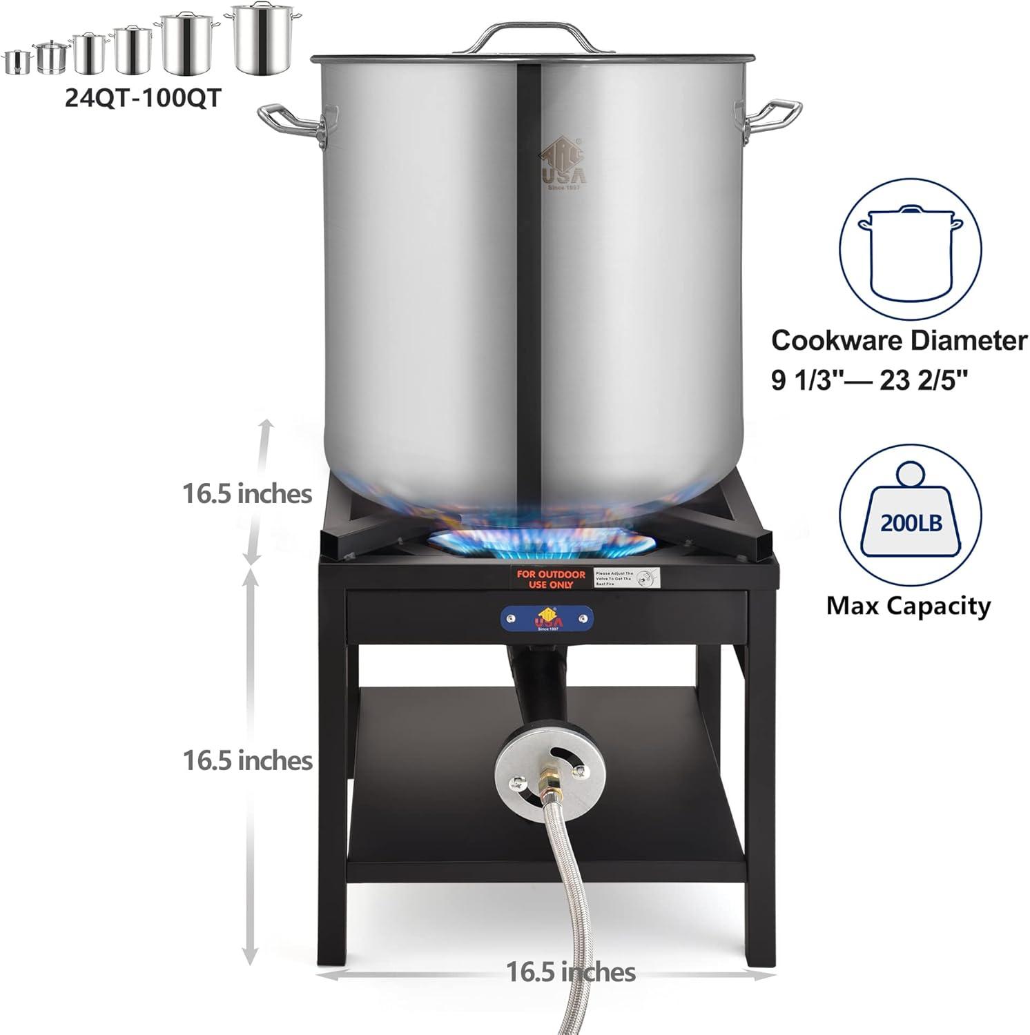 ARC USA 4242S Heavy Duty  200,000 BTU Cast Iron Propane High Pressure Single Burner Portable Camping Outdoor  Picnic Stove.