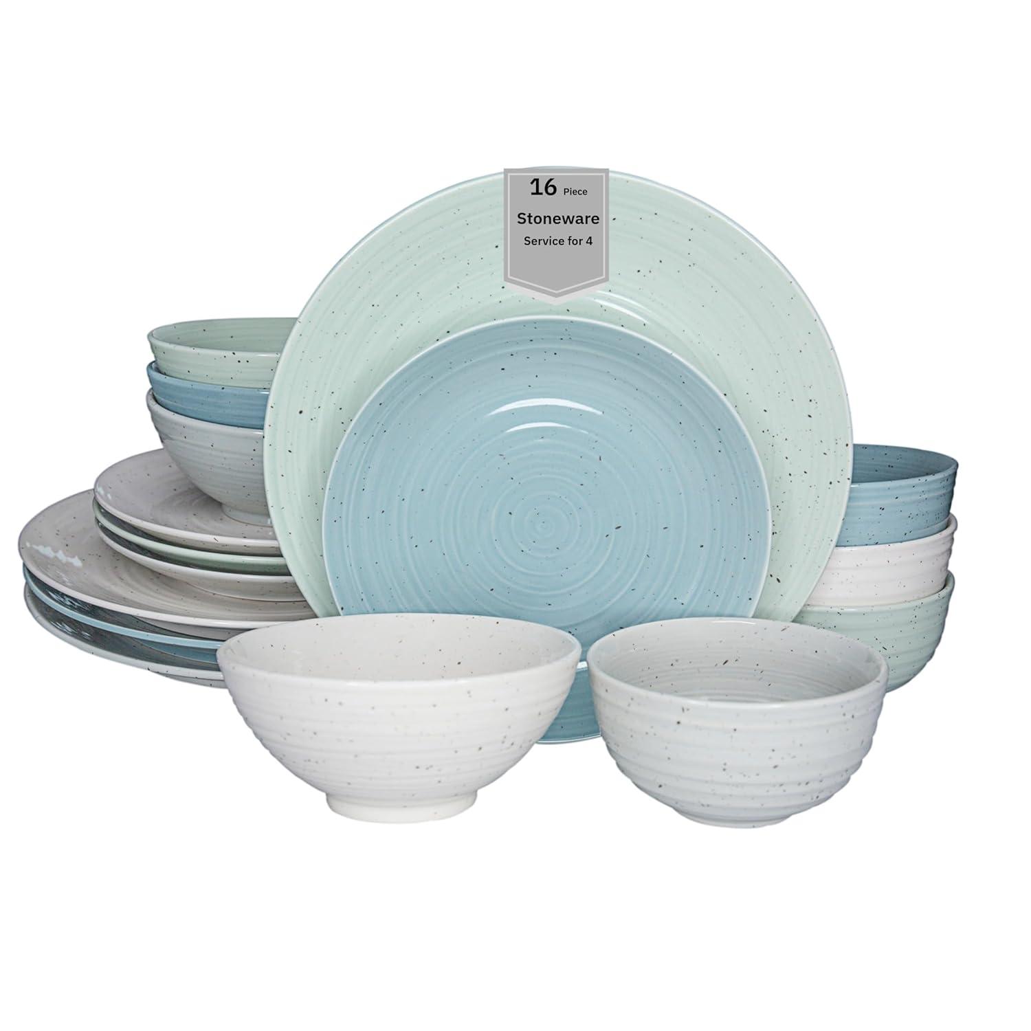 Siterra Artist's Blend Stoneware 16 Piece Dinnerware Set - Service for 4
