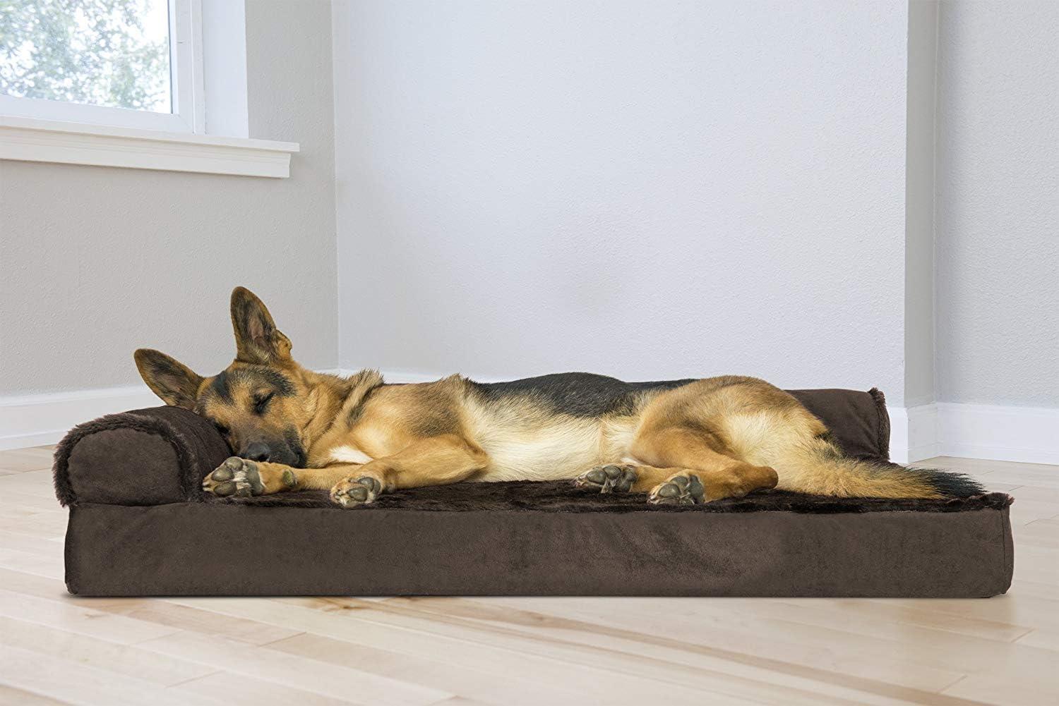 FurHaven Plush & Velvet Deluxe L-Chaise Orthopedic Pet Bed