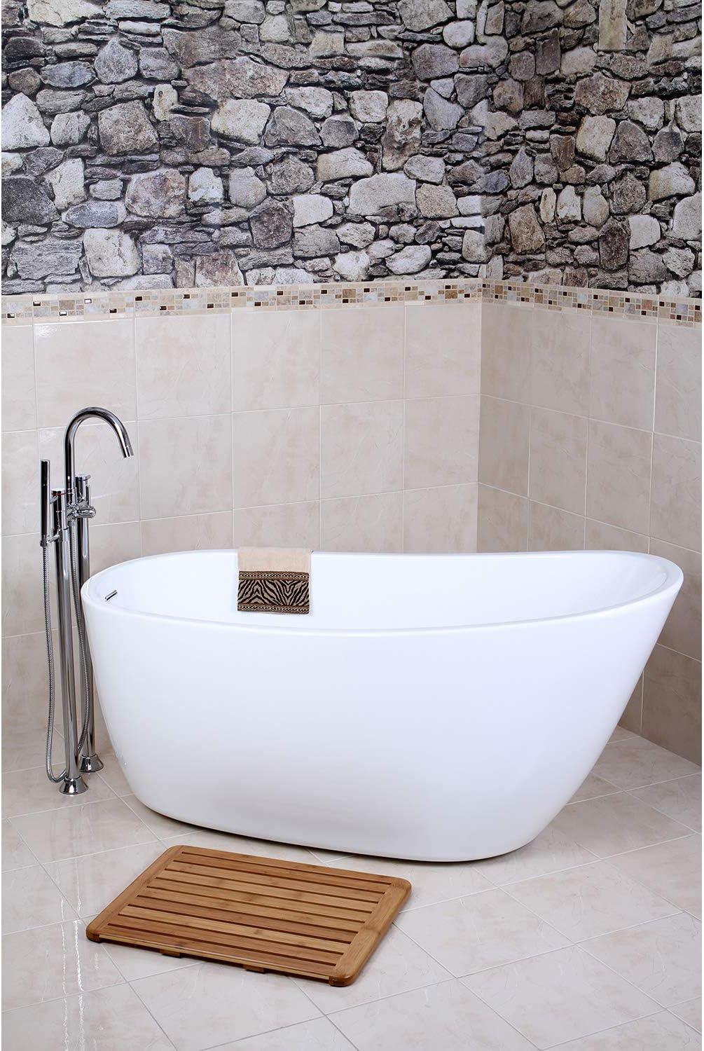 Kingston Brass Aqua Eden 59-Inch Acrylic Oval Single Slipper Freestanding Tub with Drain