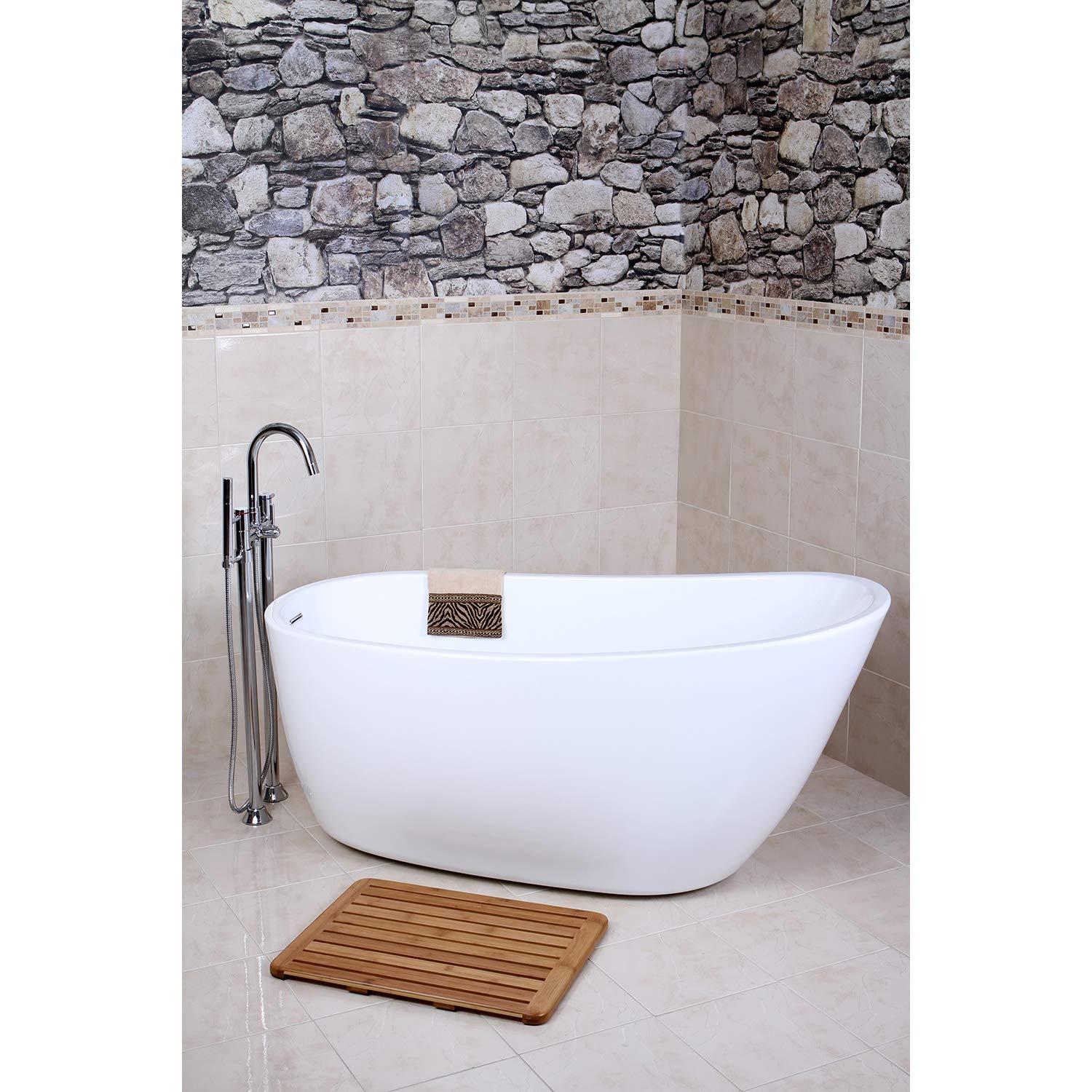 Kingston Brass Aqua Eden 59-Inch Acrylic Oval Single Slipper Freestanding Tub with Drain