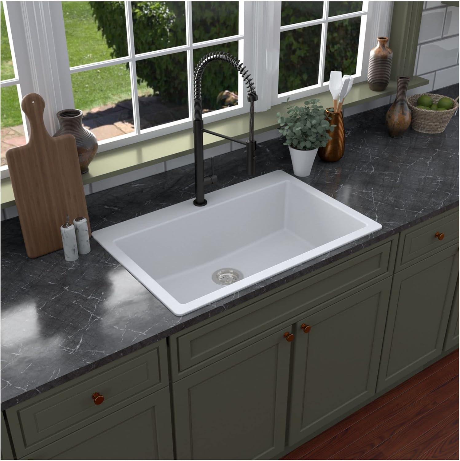 Karran Quartz 33'' X 22'' Large Single Bowl Drop-in Kitchen Sink