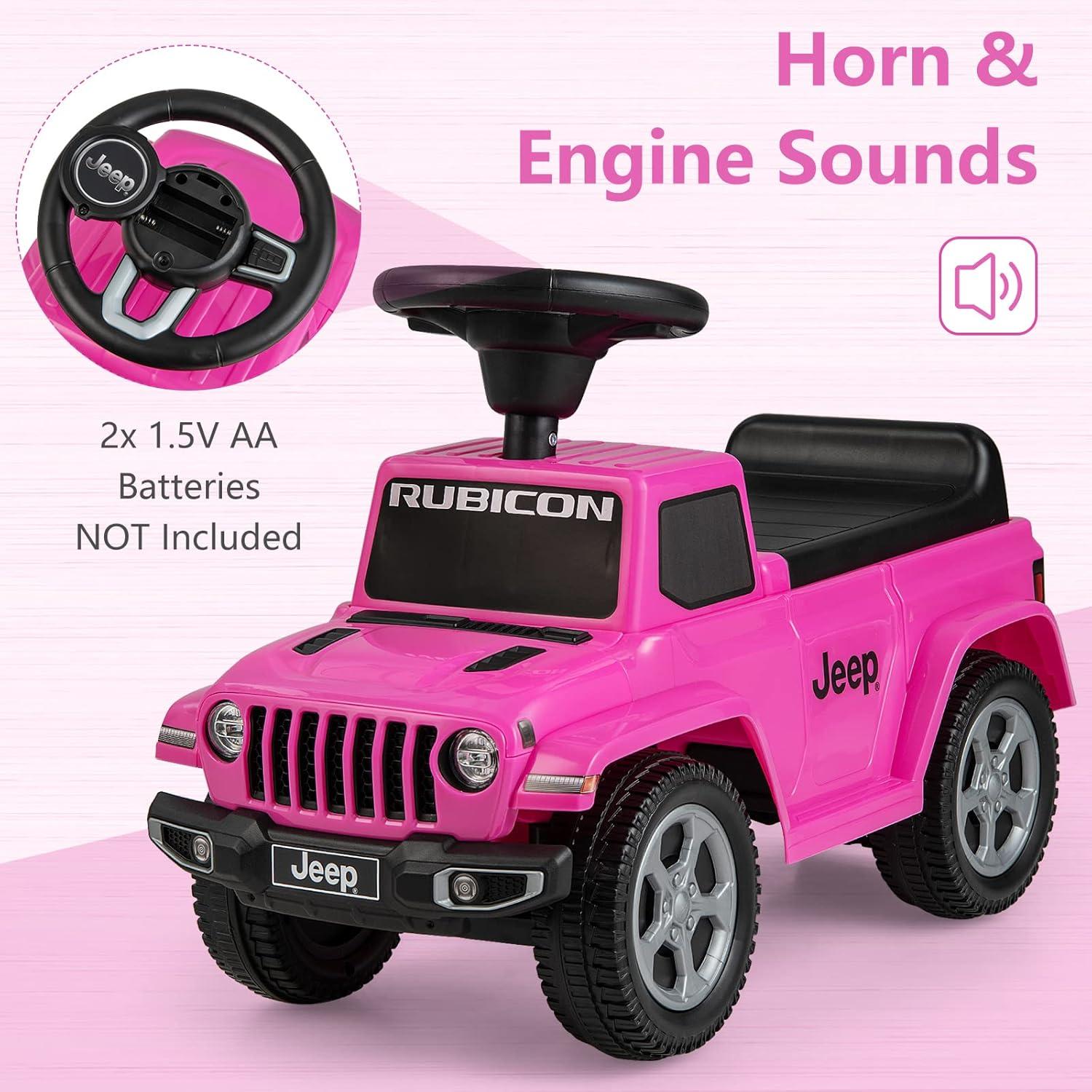 Pink Licensed Jeep Ride-On Push Car with Engine Sound