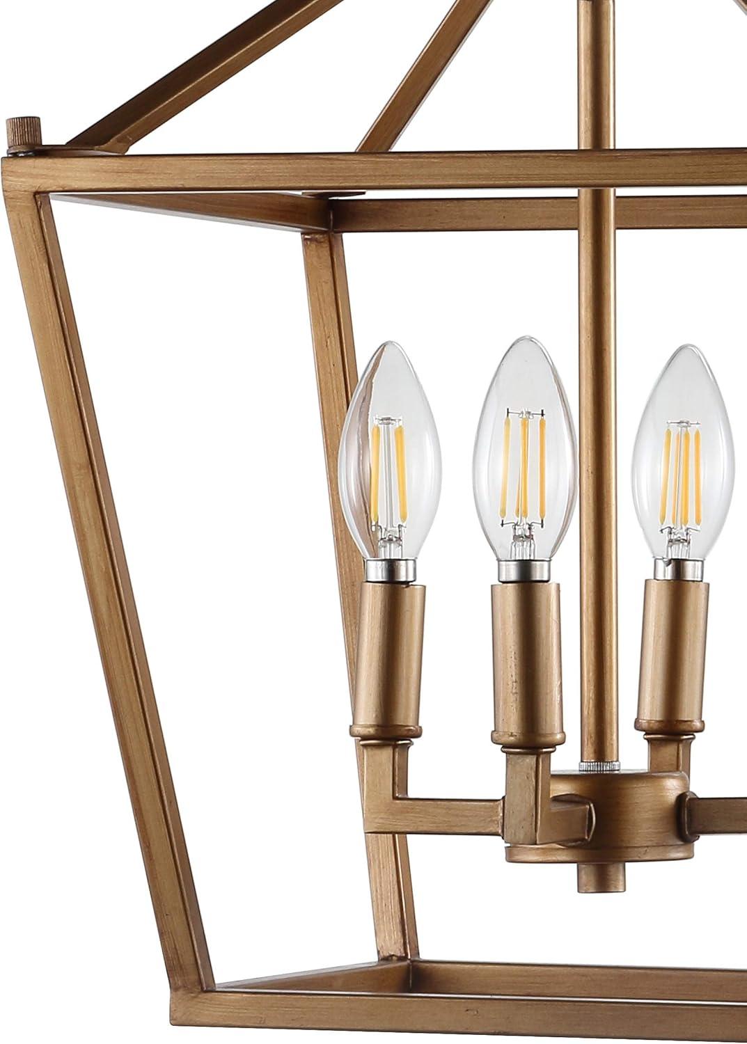 JONATHAN Y Marion Lantern Metal LED Pendant, by JONATHAN Y Antique Gold 4 12" Antiqued Adjustable N/A,Gold 7 to 12 Inches