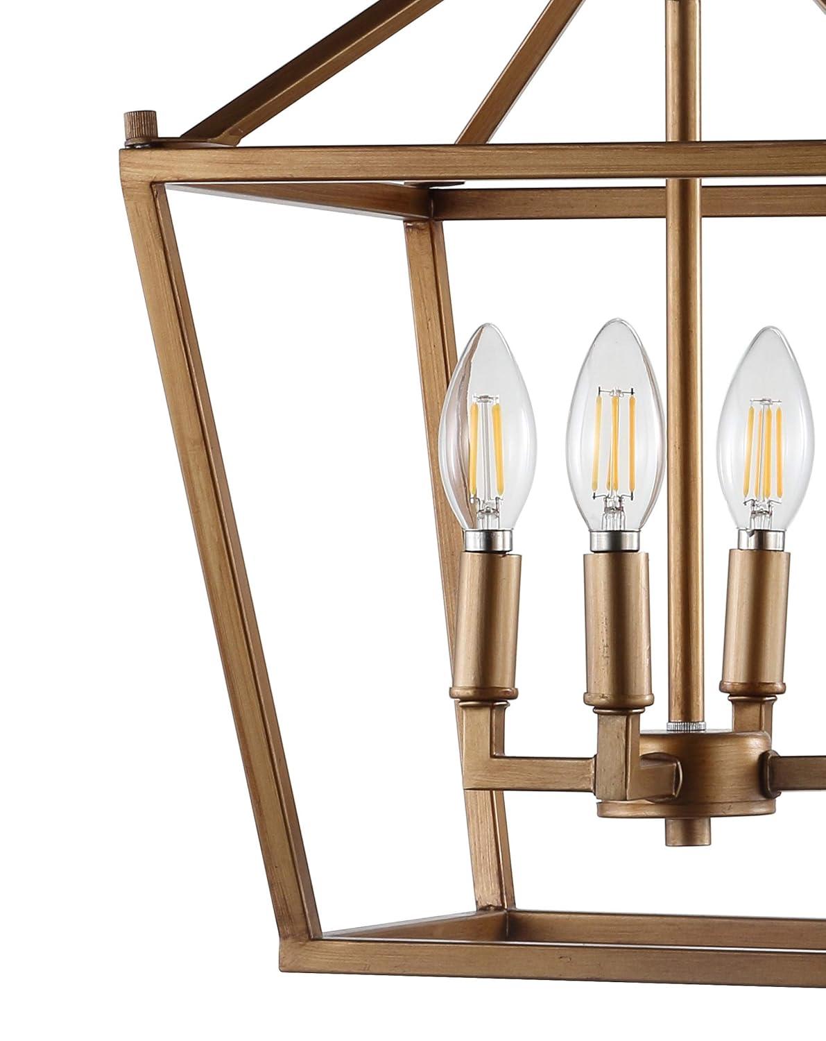 JONATHAN Y Marion Lantern Metal LED Pendant, by JONATHAN Y Antique Gold 4 12" Antiqued Adjustable N/A,Gold 7 to 12 Inches