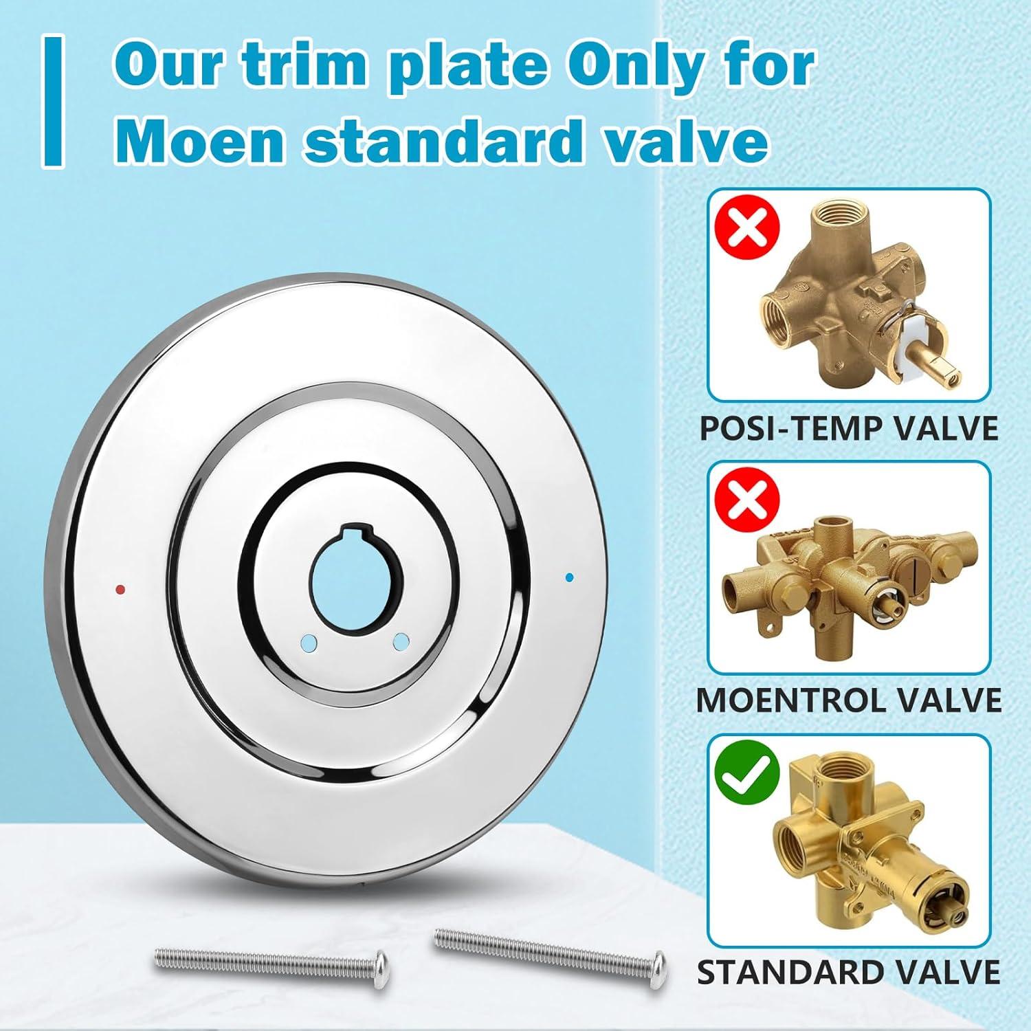 Chrome Escutcheon Plate for Single-Handle Tub and Shower Valves