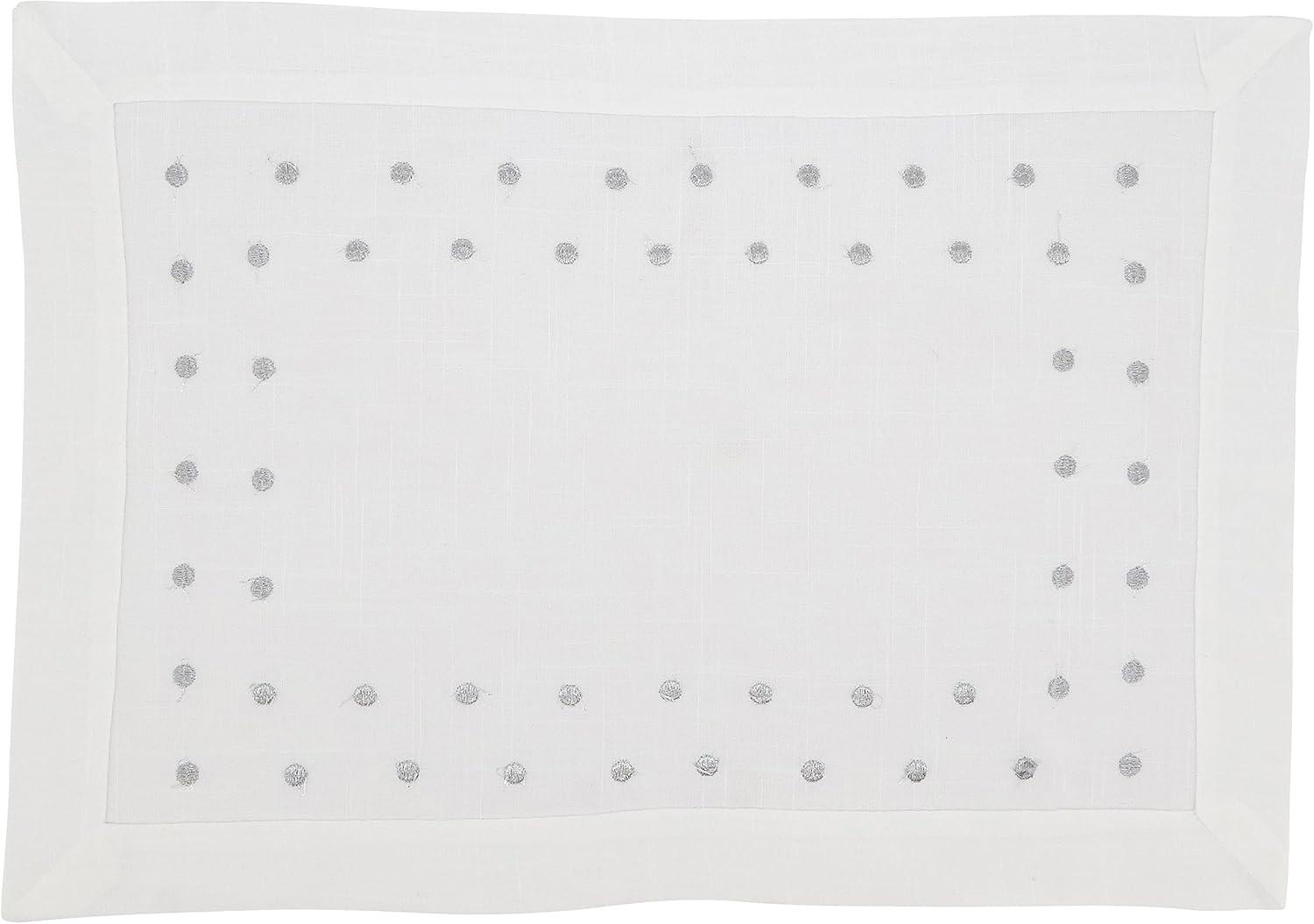 Silver Polka Dot Fabric Placemats Set of 4