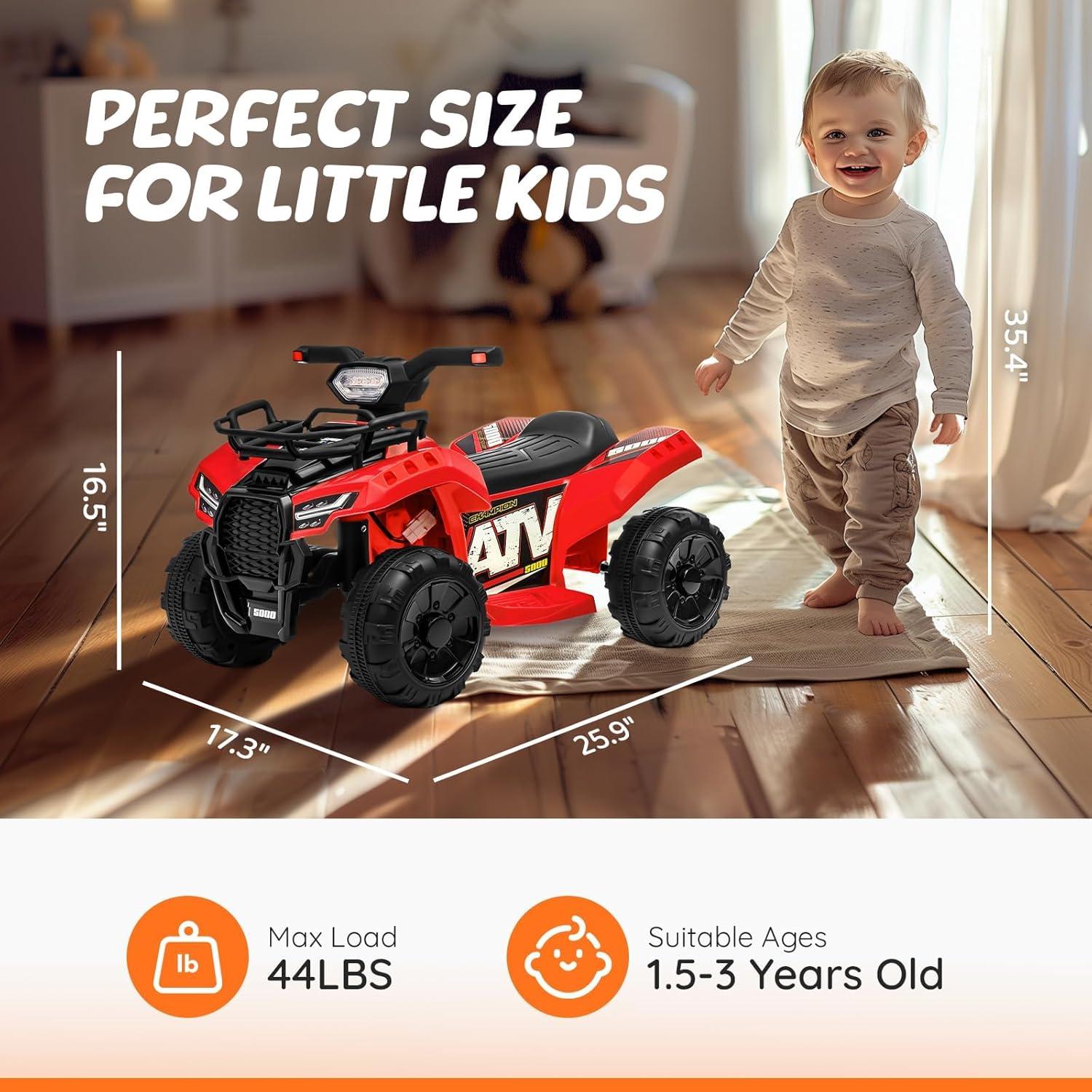 Aosom 6 Volt 1 Seater All-Terrain Vehicles Push/Pull Ride On