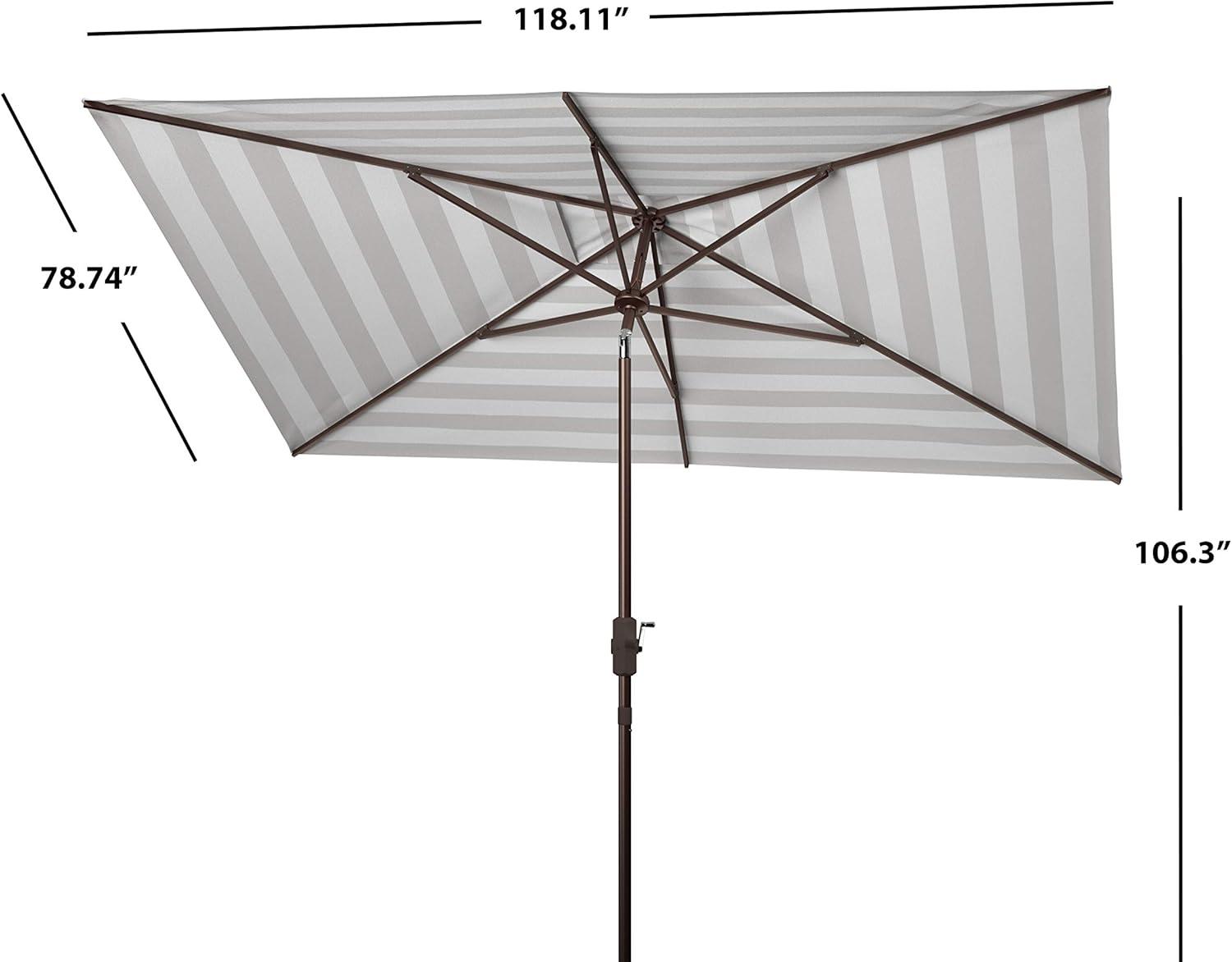 Iris Fashion Line 6.5 X 10 Ft Rectangle Umbrella - PAT8304 - Grey/White - Safavieh