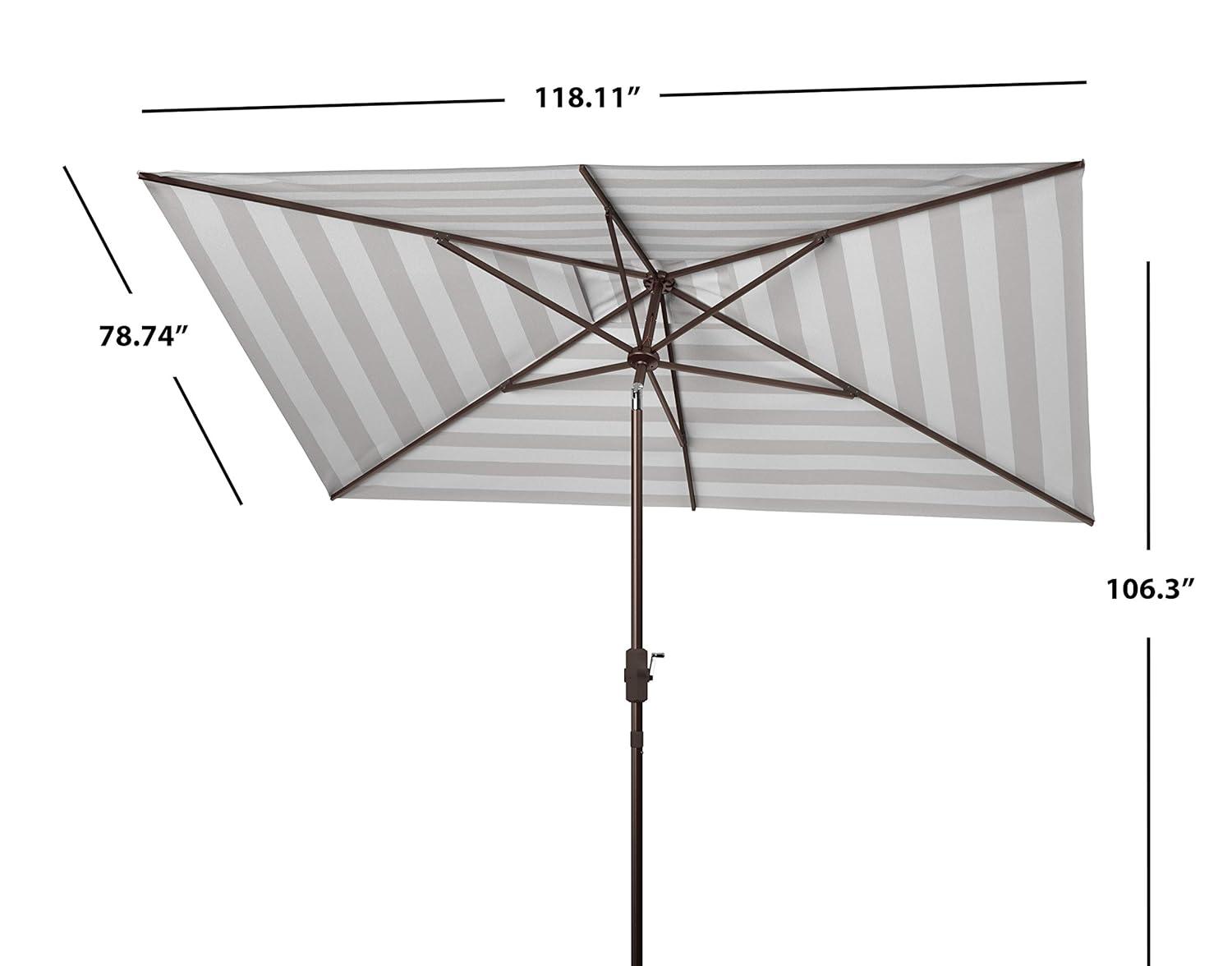 Iris Fashion Line 6.5 X 10 Ft Rectangle Umbrella - PAT8304 - Grey/White - Safavieh