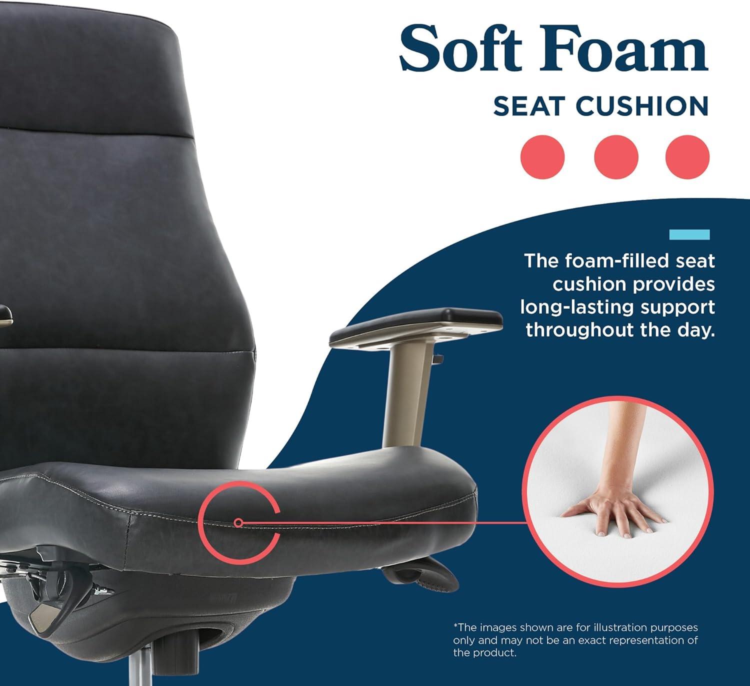 La-Z-Boy Baylor Bonded Leather Adjustable Ergonomic Executive Office Chair with Lumbar Support