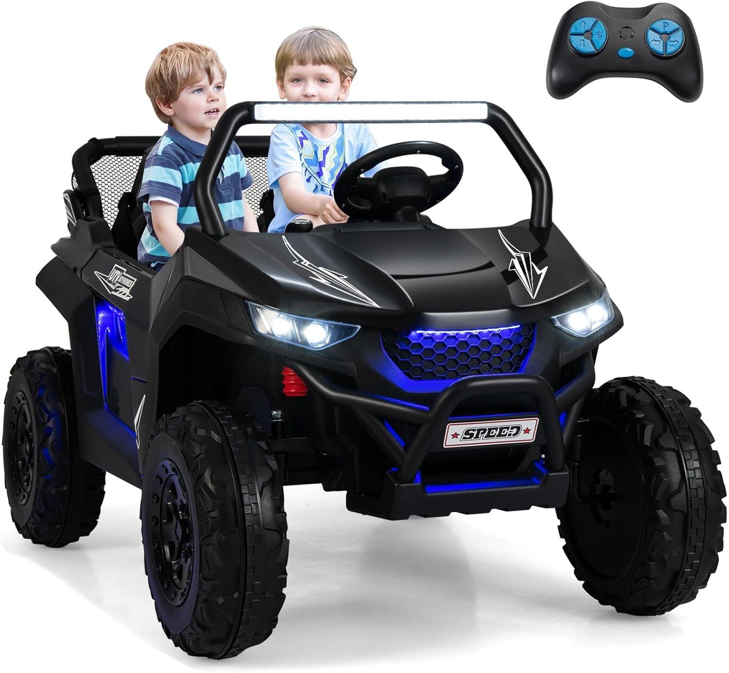 Black 12V 2-Seater Kids Ride-On UTV with Remote Control