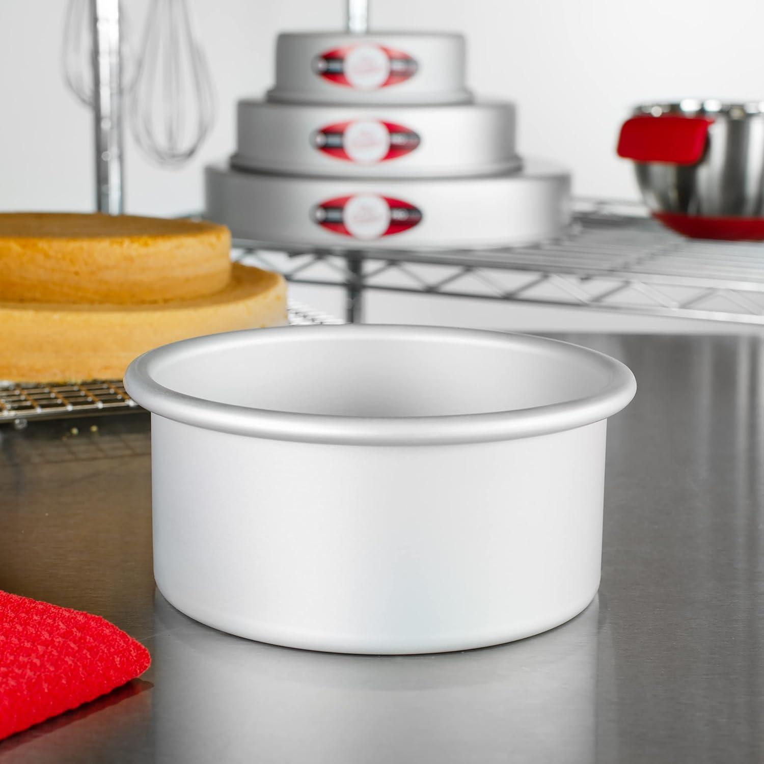 Fat Daddio's PRD-63 Anodized Aluminum Round Cake Pan, 6" x 3", Silver