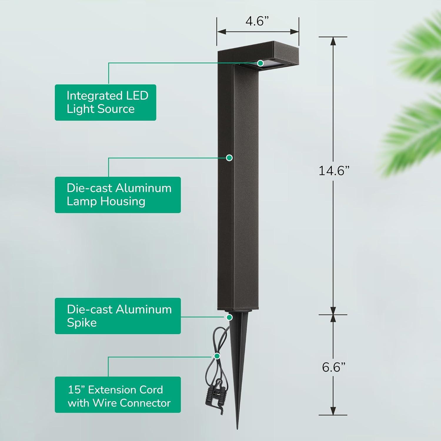 Black Solar Powered Integrated LED Aluminum Pathway Light