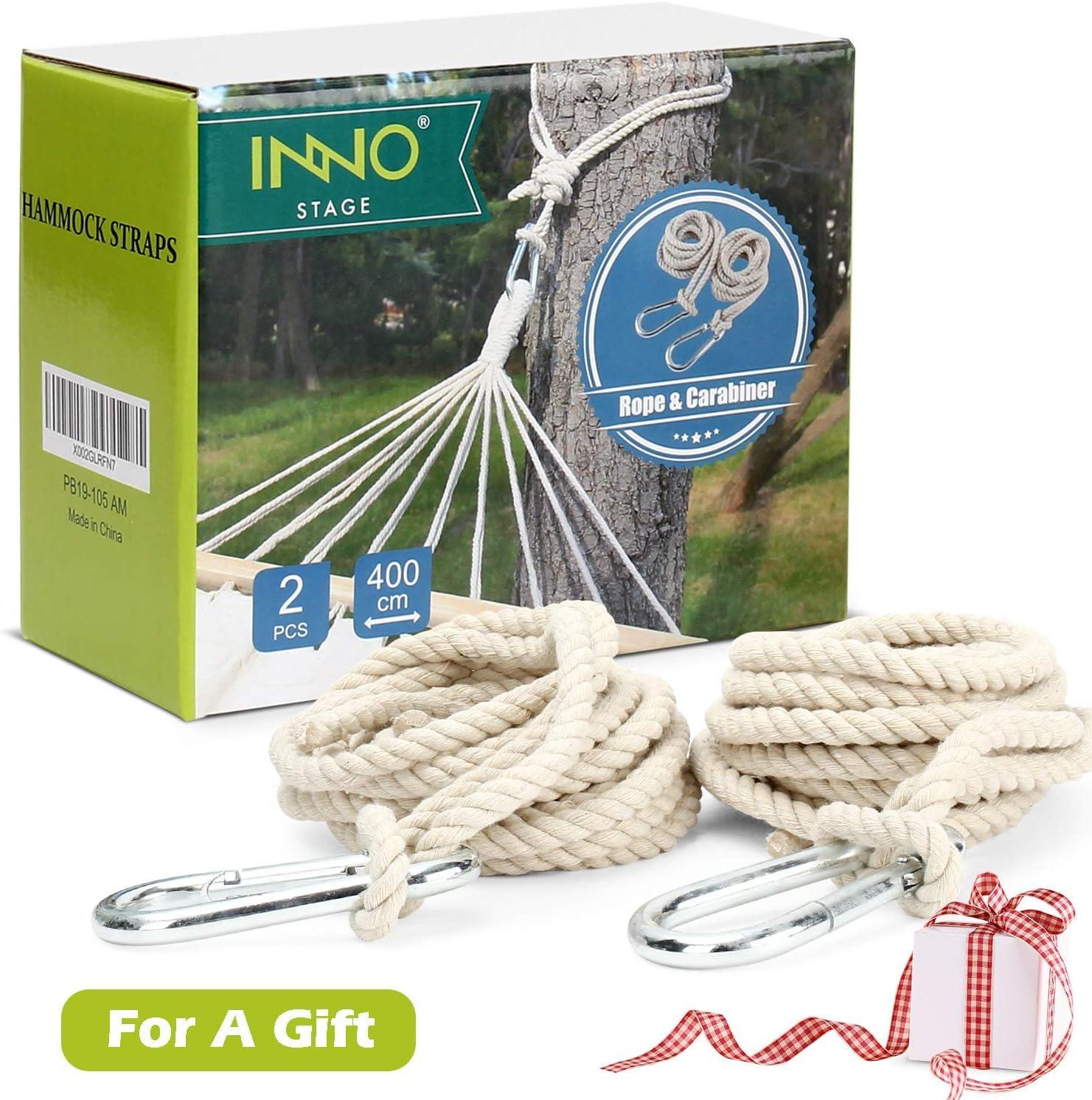 13 ft Beige Cotton Hammock Straps with Carabiner Hooks