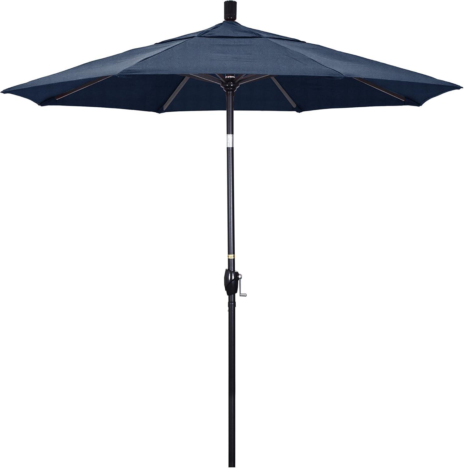 7.5 ft. Black Aluminum Market Patio Umbrella with Indigo Canopy