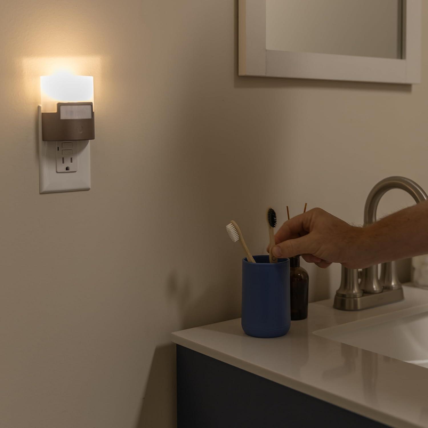Bronze Motion-Activated LED Night Light with Soft White Glow