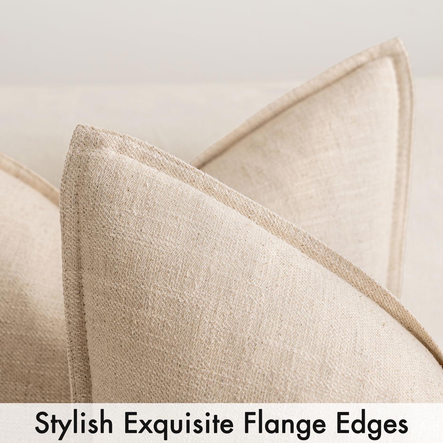 MIULEE Pack of 2 Decorative Linen Pillow Covers 18x18 Inch Brick Farmhouse Soild Neutral Throw Pillow Covers Soft Accent Decorative Pillowcases Home Decors for Couch Sofa Bed Living Room