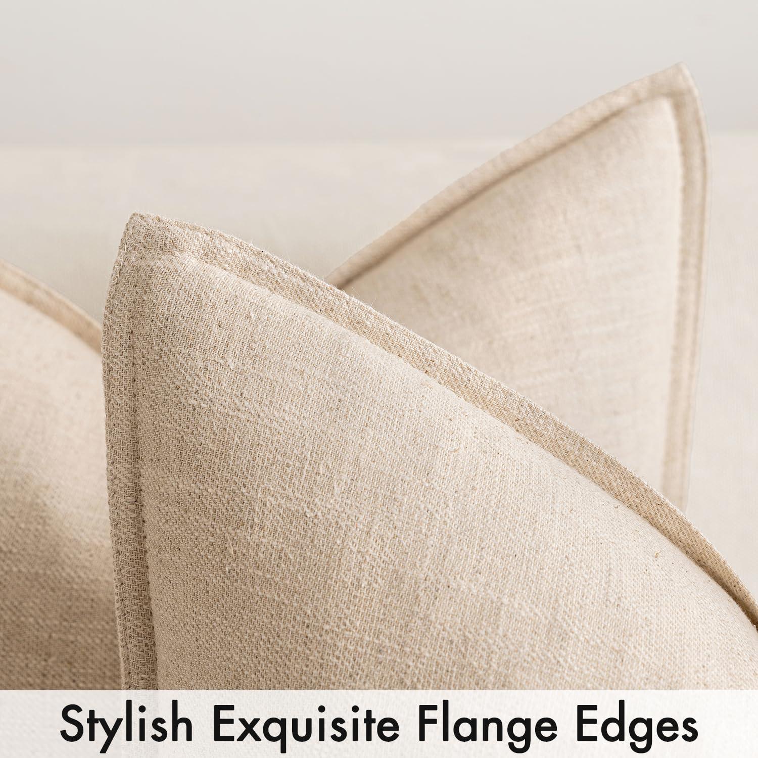 MIULEE Pack of 2 Decorative Linen Pillow Covers 18x18 Inch Brick Farmhouse Soild Neutral Throw Pillow Covers Soft Accent Decorative Pillowcases Home Decors for Couch Sofa Bed Living Room