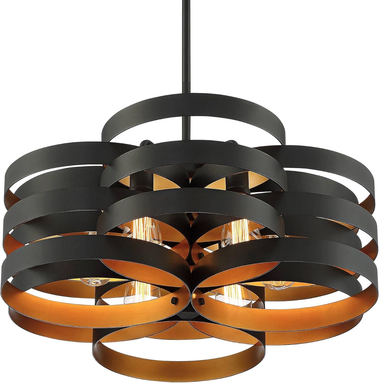 Zia Black Gold 28" Wide Modern Industrial 6-Light Chandelier