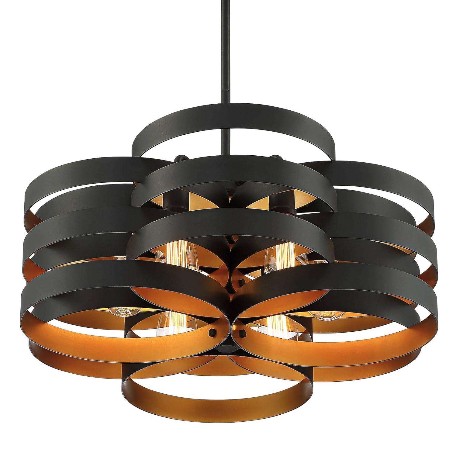 Possini Euro Design Zia Black Gold Chandelier 25 1/2" Wide Modern 6-Light Fixture for Dining Room House Foyer Kitchen Island Entryway Bedroom Home